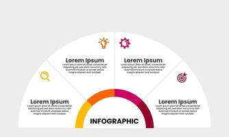 Circular Infographic chart template with option, step or sections. Modern infographic element design vector