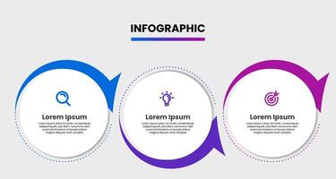 Infographic design template. Business infographic timeline design with 3 options or steps. Business concept for workflow, diagram, presentation vector