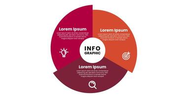 Infographic template with 3 options or steps. Circle infographic element design for business concept, presentation, flowchart, diagram, banner vector