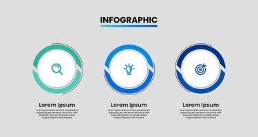 Infographic template with 3 options or steps. Circle infographic element design for business concept, presentation, flowchart, diagram, banner vector