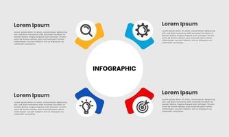 Business infographic template. Infographic element design with 4 steps, options and sections vector