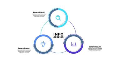 Modern infographic template with 3 options or steps. Circle infographic element design for business, presentation, flowchart, diagram, banner vector