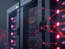 Network connecting servers in data center for cloud computing photo