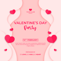 Valentines Party Invitation Card Pink Minimalist Theme Social Media Post Template Design psd