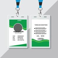 Abstract Green Smooth Wavy Id Card Design with Blurry Mesh Background Element, Professional Identity Card Template and Employee and Others vector