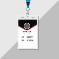 Simple Clean Red and Black Id Card Design, Professional Identity Card Template vector