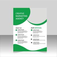 Flyer brochure design, business cover size A4 template, geometric rounded green color vector