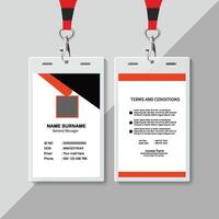 Simple Clean Red and Black Id Card Design, Professional Identity Card Template vector