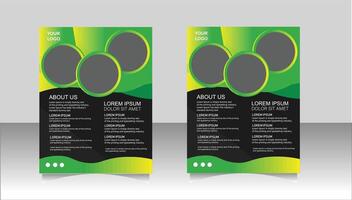 Flyer brochure design, business cover size A4 template, geometric rounded green and black color Free vector