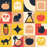 Geometric magic Halloween checkered seamless pattern. Witchcraft print for banner, textile, fabric, paper, label, sale. Hand drawn illustration. vector