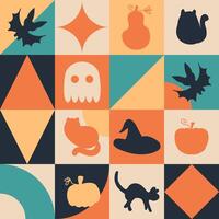 Modern art minimalist style Halloween checkered seamless pattern. Geometric print for banner, card, textile, fabric, paper, sale. Hand drawn illustration. vector