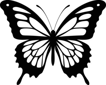 Intricate Flutter in Noir Black Butterfly Symbol Mystique in Motion Butterfly icon vector