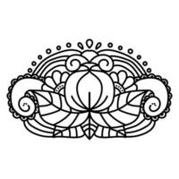 Thanksgiving coloring page, outline pumpkin, fantasy patterns and colors for holiday activity vector