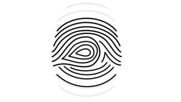 Animation of fingerprint black. Touch ID futuristic digital processing of biometric scanner concept and security scanning of finger. Cyber mobile phone unlock applications video