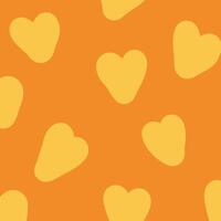A pattern of yellow hearts on an orange background vector