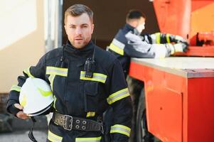 Fireman on duty,under exposed photo. photo
