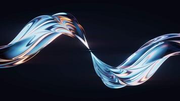 Dark transparent glass curves background, 3d rendering. video
