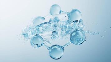 Molecule and flowing water liquid background, 3d rendering. video