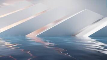 Bright room with water surface, 3d rendering. video