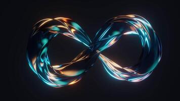 Flowing mobius belt glass geometry, 3d rendering. video