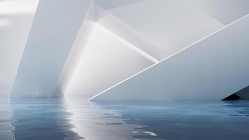 Bright room with water surface, 3d rendering. video