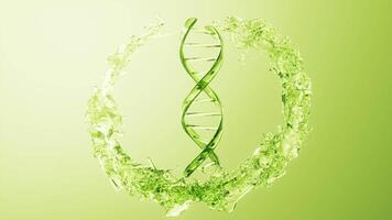 DNA and flowing water liquid background, 3d rendering. video