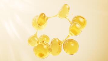 Molecule and golden liquid bubble, 3d rendering. video