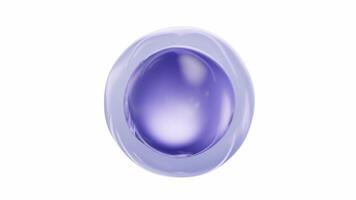 Loop animation of purple transparent cosmetics liquid ball, 3d rendering. video