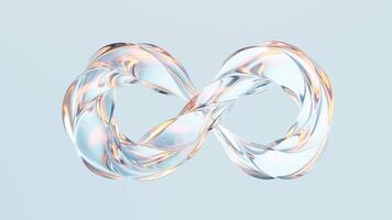 Flowing mobius belt glass geometry, 3d rendering. video