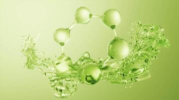 Molecule and flowing water liquid background, 3d rendering. video