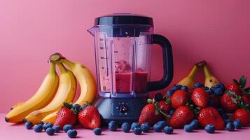 Blender With Fresh Fruits Ready to Make a Smoothie photo