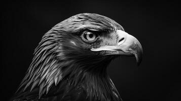 Close Up Portrait of a Golden Eagle in Black and White photo