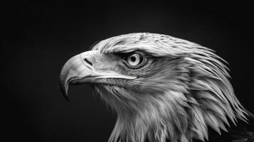 Close Up Black and White Portrait of an Eagle's Head photo