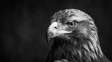 Close Up Portrait Of A Golden Eagle's Head In Black And White photo