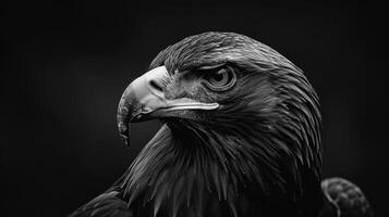Close-Up Black And White Portrait Of A Golden Eagle's Head photo