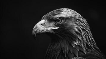 Close-Up Portrait of a Golden Eagle's Head in Black and White photo
