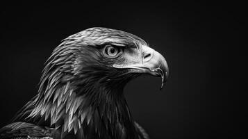 Black And White Close Up Portrait of Golden Eagle Head photo