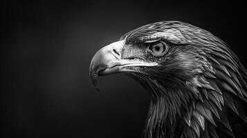 A Close-Up Black And White Portrait of a Golden Eagle's Profile photo