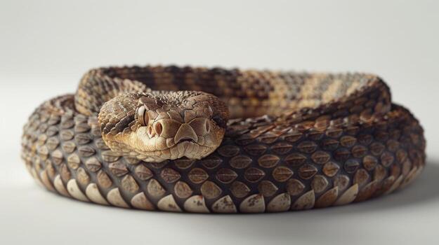 Close-Up of a Coiled Snake in a Natural Habitat During Bright Daylight. photo