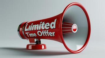 Promotional Megaphone Announcing Limited Time Offer During Daytime Outdoor Event. photo