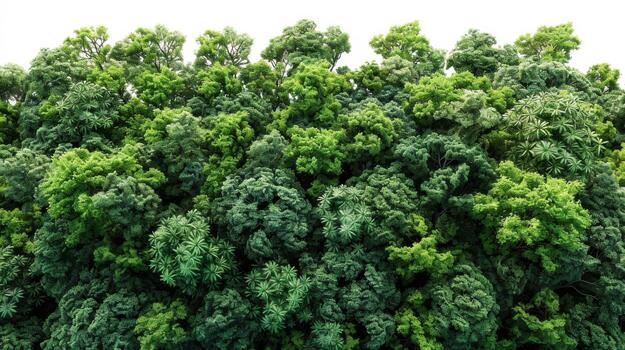 Lush Green Canopy of Tropical Trees Captured on a Clear Day in the Heart of Nature. photo