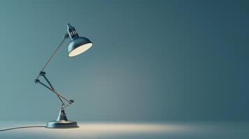 Elegant Desk Lamp Illuminating a Minimalist Workspace With Soft Light During a Quiet Evening. photo