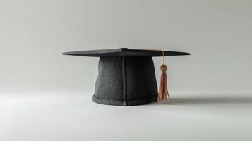 Celebrating Academic Achievement With A Classic Graduation Cap Against A Plain Background. photo