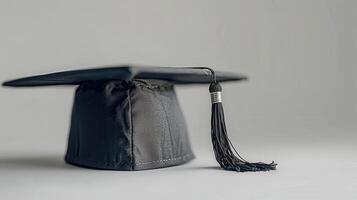 Celebrating Academic Achievement With a Classic Black Graduation Cap and Tassel on a Bright Background. photo