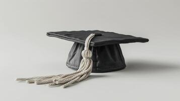 Celebrating Academic Achievements With a Traditional Black Graduation Cap on a Bright Background. photo