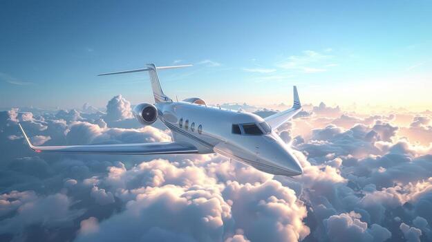 pulcro privado chorro altísimo mediante claro azul cielo durante brillante luz. foto