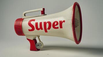 Enthusiastic Crowd Rallying Together With a Classic Megaphone on a Bright Sunny Day. photo