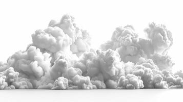 Fluffy White Clouds Billowing Across a Bright Blue Sky in Midday Sun. photo