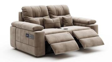 Stylish Reclining Sofa in a Cozy Living Room Setting With Soft Textures and Elegant Design. photo
