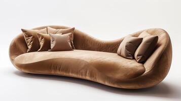 Elegant Curvy Sofa in a Minimalist Studio Designed for Cozy Living Spaces. photo